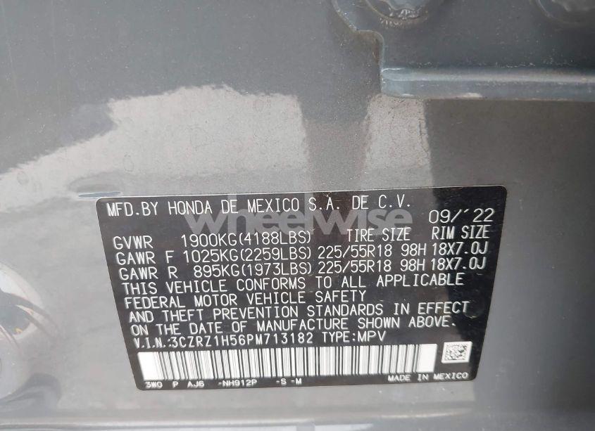 Photo 9 of 2023 Honda Hr-v 2WD SPORT (VIN 3CZRZ1H56PM713182)