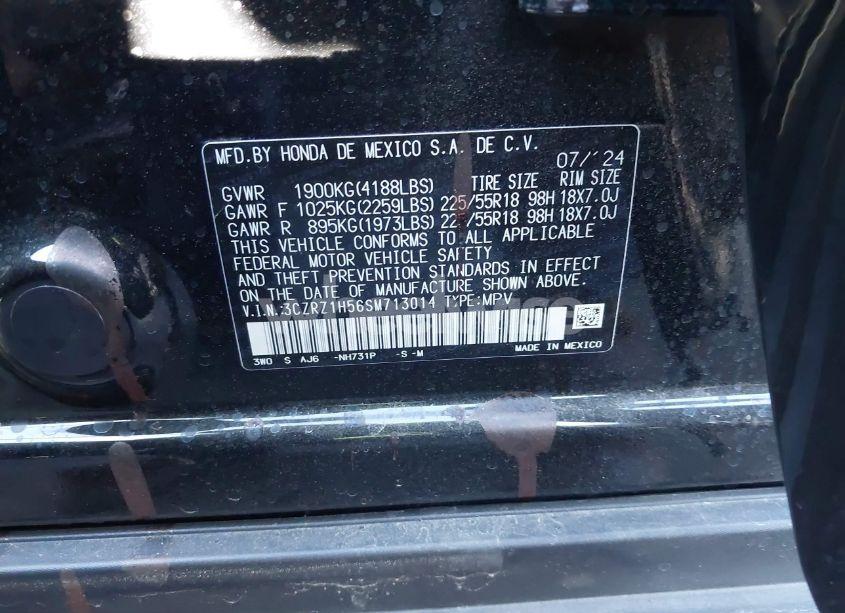 Photo 9 of 2025 Honda Hr-v 2WD SPORT (VIN 3CZRZ1H56SM713014)