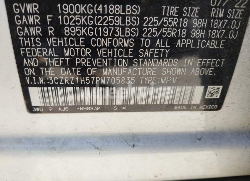 Photo 9 of 2023 Honda Hr-v 2WD SPORT (VIN 3CZRZ1H57PM705835)