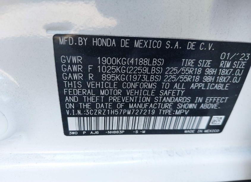 Photo 9 of 2023 Honda Hr-v 2WD SPORT (VIN 3CZRZ1H57PM727219)