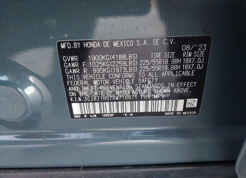 Photo 9 of 2024 Honda Hr-v 2WD SPORT/SPORT (VIN 3CZRZ1H57RM716871)