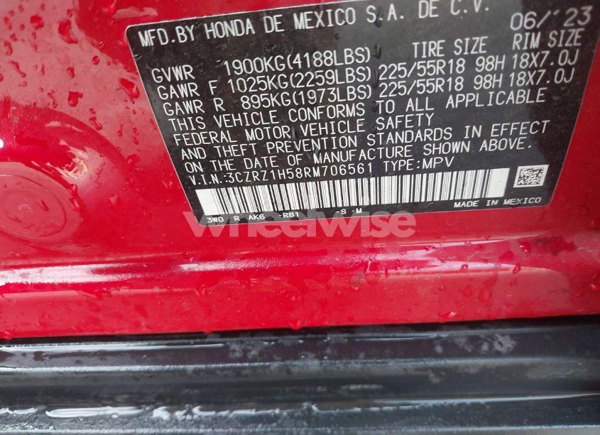 Photo 9 of 2024 Honda Hr-v 2WD SPORT/2WD SPORT W/O BSI (VIN 3CZRZ1H58RM706561)