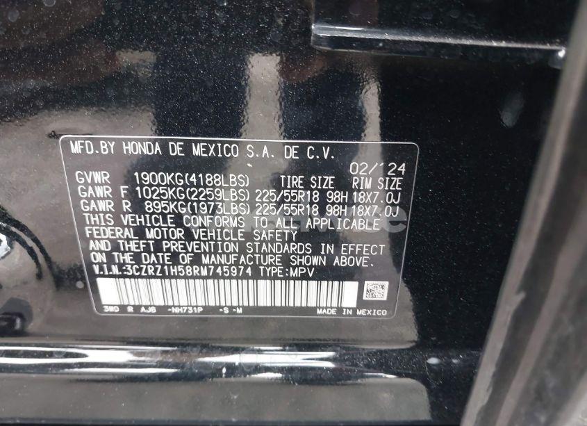 Photo 9 of 2024 Honda Hr-v (VIN 3CZRZ1H58RM745974)
