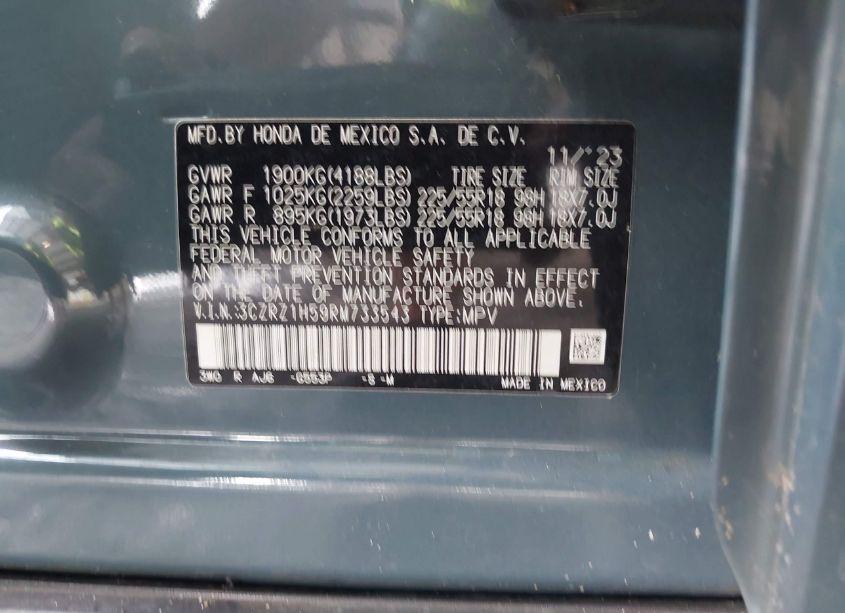 Photo 9 of 2024 Honda Hr-v (VIN 3CZRZ1H59RM733543)