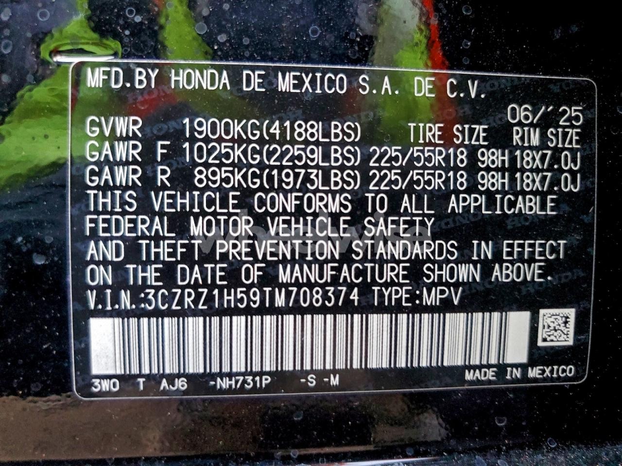 Photo 13 of 2026 HONDA HR-V SPORT (VIN 3CZRZ1H59TM708374)
