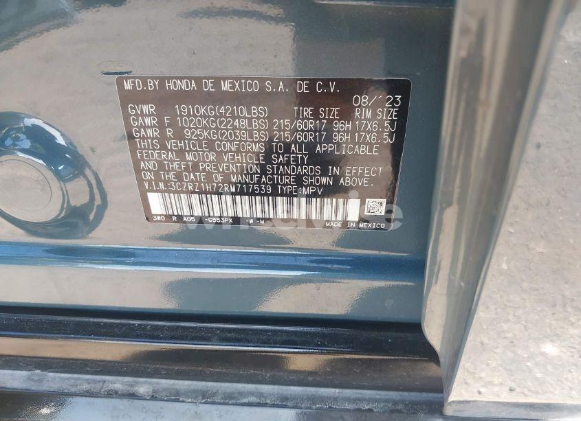 Photo 9 of 2024 Honda Hr-v 2WD EX-L/2WD EX-L W/O BSI (VIN 3CZRZ1H72RM717539)