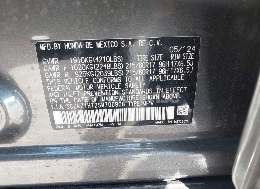 Photo 9 of 2025 Honda Hr-v 2WD EX-L (VIN 3CZRZ1H72SM700908)