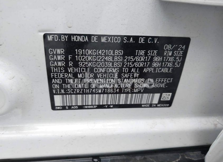 Photo 9 of 2025 Honda Hr-v 2WD EX-L (VIN 3CZRZ1H74SM718634)