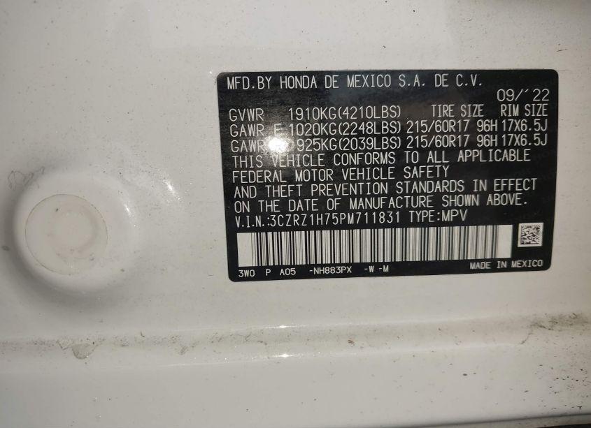 Photo 9 of 2023 Honda Hr-v 2WD EX-L (VIN 3CZRZ1H75PM711831)