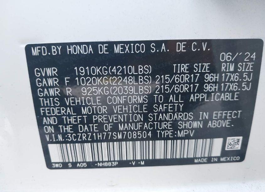 Photo 9 of 2025 Honda Hr-v 2WD EX-L (VIN 3CZRZ1H77SM708504)