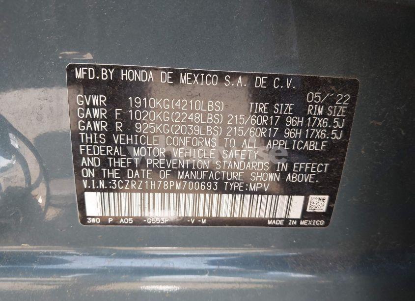 Photo 9 of 2023 Honda Hr-v 2WD EX-L (VIN 3CZRZ1H78PM700693)