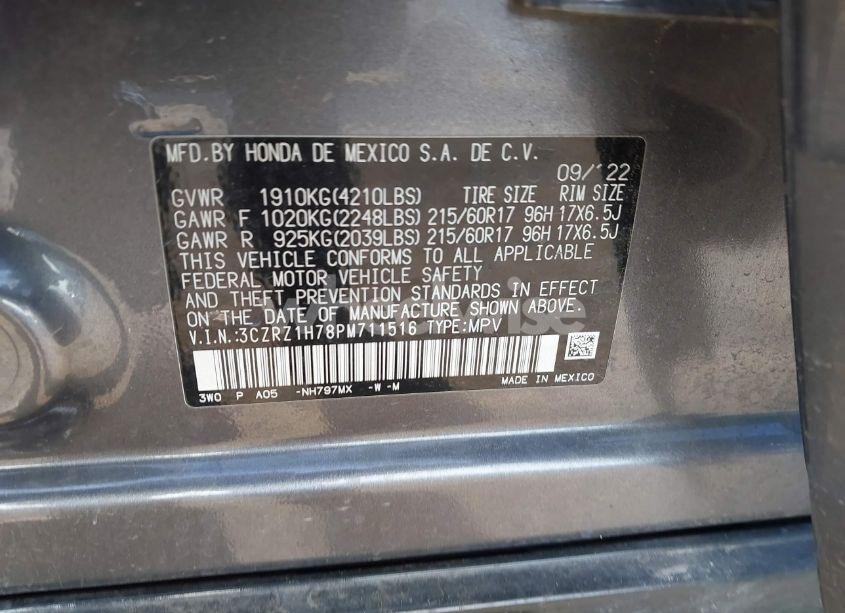 Photo 9 of 2023 Honda Hr-v 2WD EX-L (VIN 3CZRZ1H78PM711516)