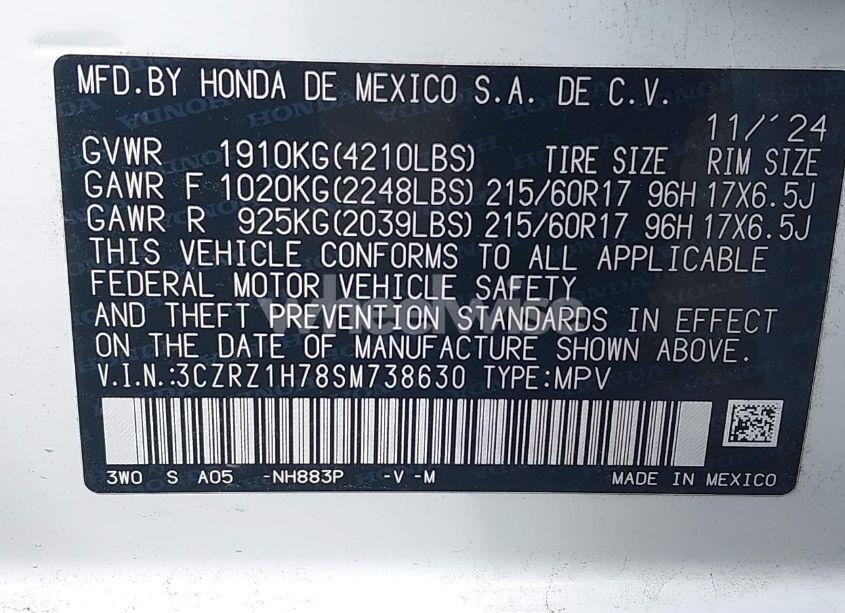 Photo 9 of 2025 Honda Hr-v 2WD EX-L (VIN 3CZRZ1H78SM738630)