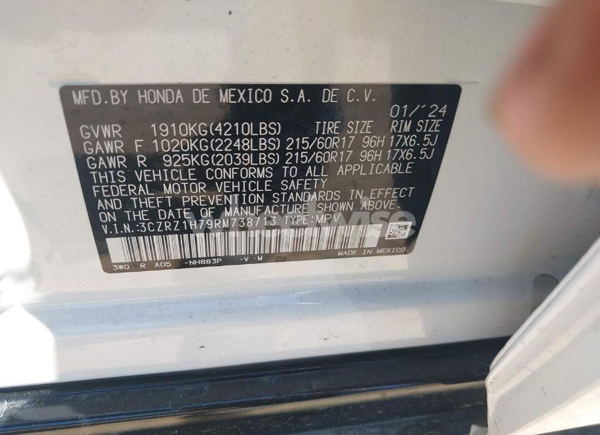 Photo 9 of 2024 Honda Hr-v 2WD EX-L/2WD EX-L W/O BSI (VIN 3CZRZ1H79RM738713)