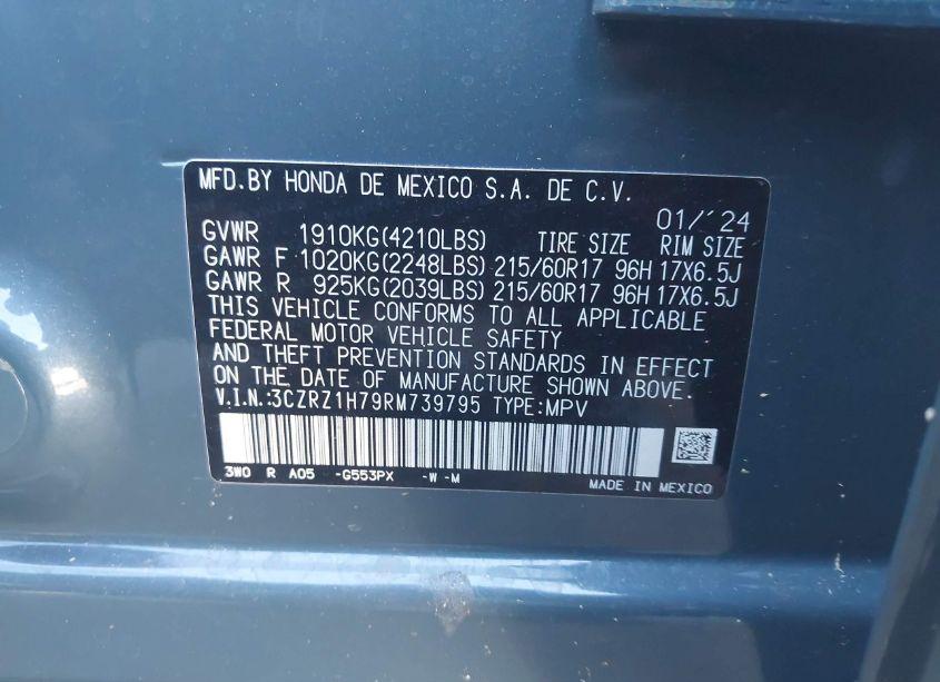 Photo 9 of 2024 Honda Hr-v (VIN 3CZRZ1H79RM739795)