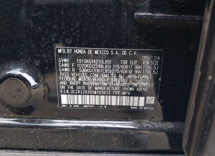 Photo 9 of 2025 Honda Hr-v AWD LX (VIN 3CZRZ2H30SM703633)