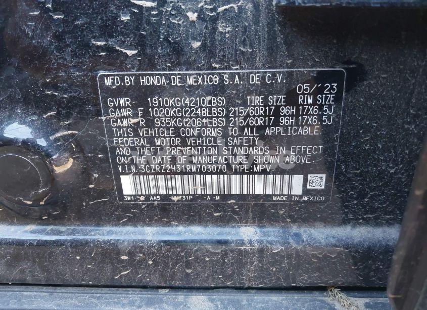 Photo 9 of 2024 Honda Hr-v AWD LX (VIN 3CZRZ2H31RM703070)