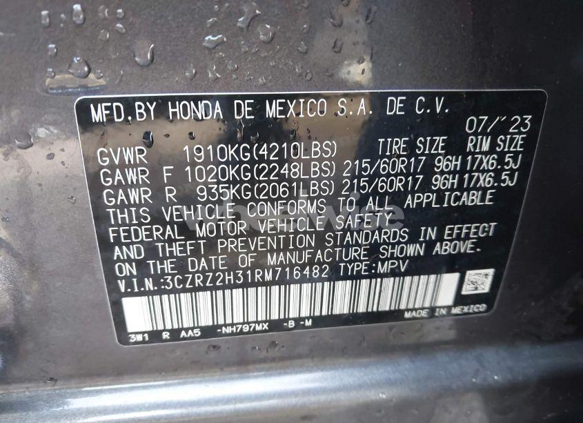 Photo 9 of 2024 Honda Hr-v AWD LX (VIN 3CZRZ2H31RM716482)