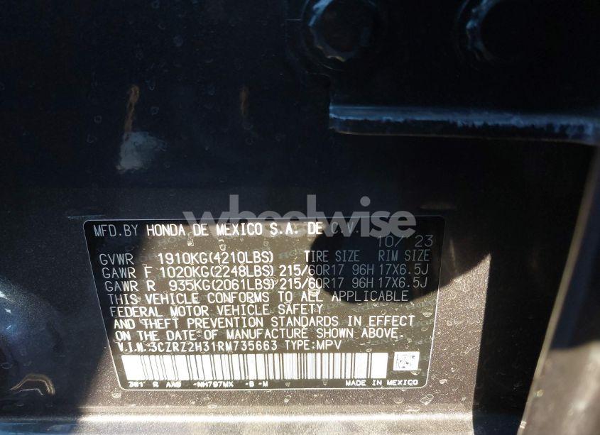 Photo 9 of 2024 Honda Hr-v AWD LX (VIN 3CZRZ2H31RM735663)