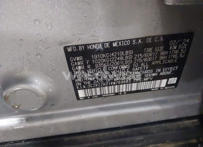 Photo 9 of 2024 Honda Hr-v AWD LX (VIN 3CZRZ2H31RM769683)