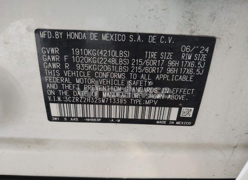 Photo 9 of 2025 Honda Hr-v AWD LX (VIN 3CZRZ2H32SM713385)