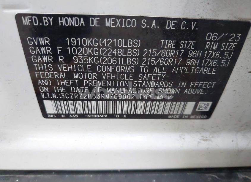 Photo 9 of 2024 Honda Hr-v AWD LX (VIN 3CZRZ2H33RM709002)