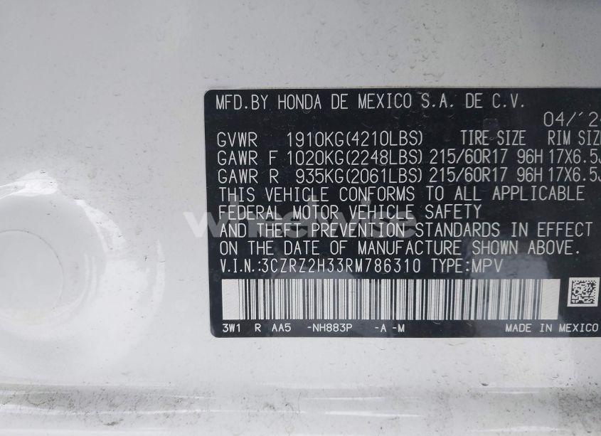 Photo 9 of 2024 Honda Hr-v AWD LX (VIN 3CZRZ2H33RM786310)