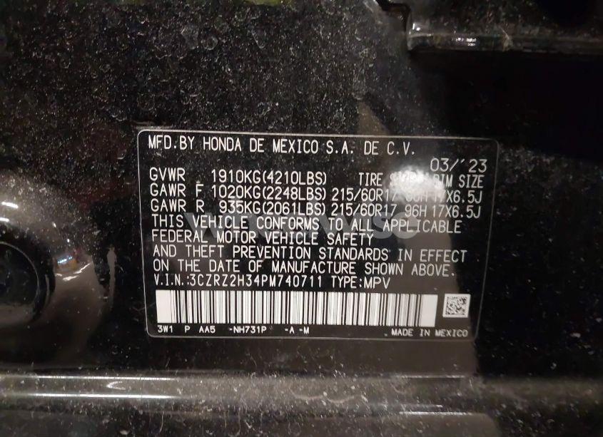 Photo 9 of 2023 Honda Hr-v AWD LX (VIN 3CZRZ2H34PM740711)