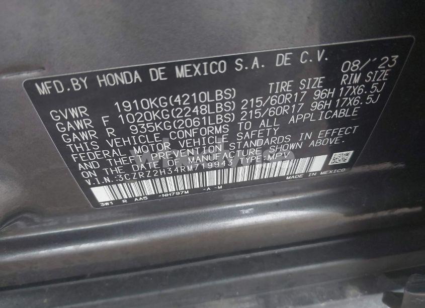 Photo 9 of 2024 Honda Hr-v AWD LX (VIN 3CZRZ2H34RM719943)