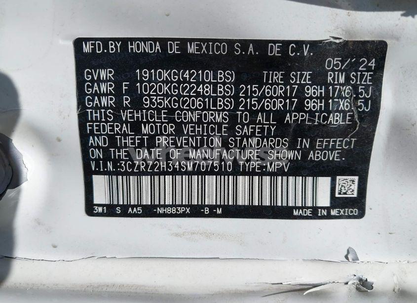 Photo 9 of 2025 Honda Hr-v AWD LX (VIN 3CZRZ2H34SM707510)