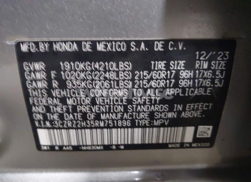 Photo 9 of 2024 Honda Hr-v AWD LX (VIN 3CZRZ2H35RM751896)