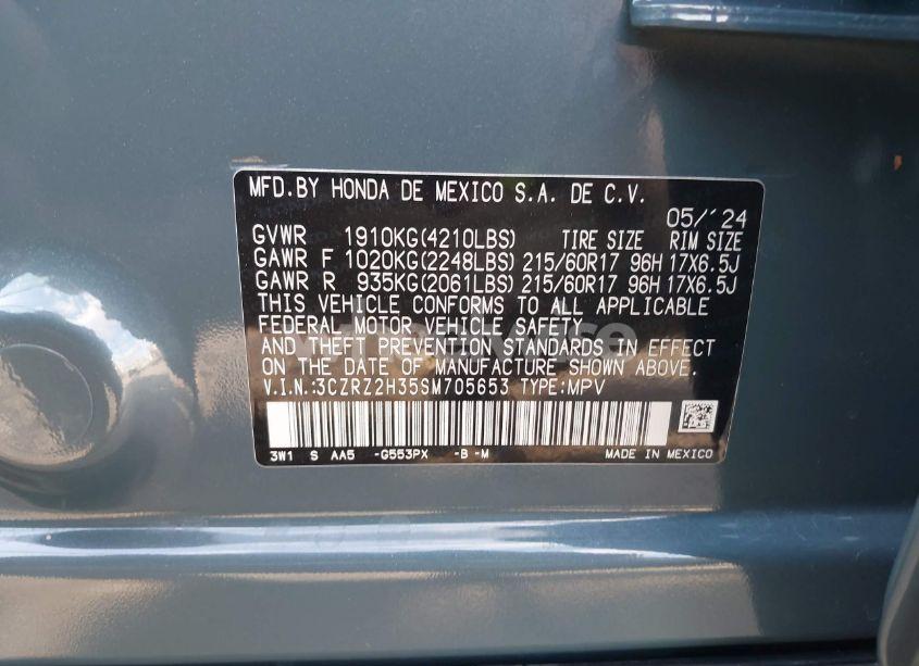 Photo 9 of 2025 Honda Hr-v AWD LX (VIN 3CZRZ2H35SM705653)