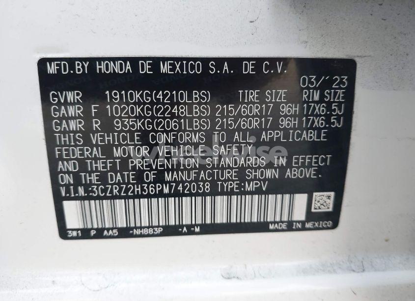 Photo 9 of 2023 Honda Hr-v AWD LX (VIN 3CZRZ2H36PM742038)