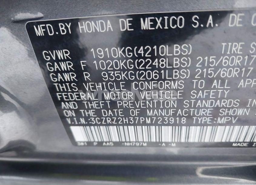 Photo 9 of 2023 Honda Hr-v AWD LX (VIN 3CZRZ2H37PM723918)