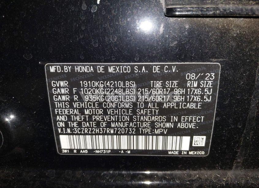 Photo 9 of 2024 Honda Hr-v AWD LX (VIN 3CZRZ2H37RM720732)