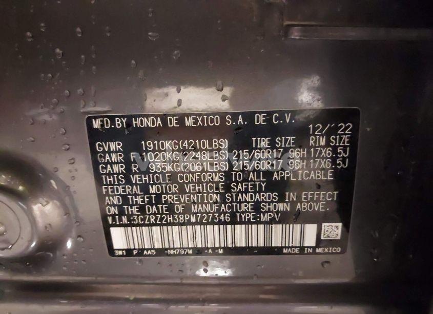 Photo 9 of 2023 Honda Hr-v AWD LX (VIN 3CZRZ2H38PM727346)