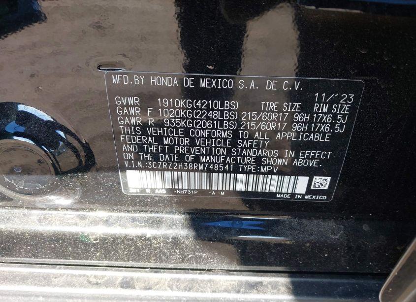 Photo 9 of 2024 Honda Hr-v AWD LX (VIN 3CZRZ2H38RM748541)