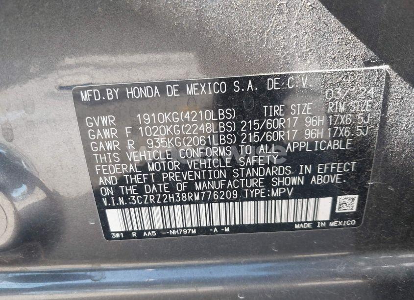 Photo 9 of 2024 Honda Hr-v AWD LX (VIN 3CZRZ2H38RM776209)
