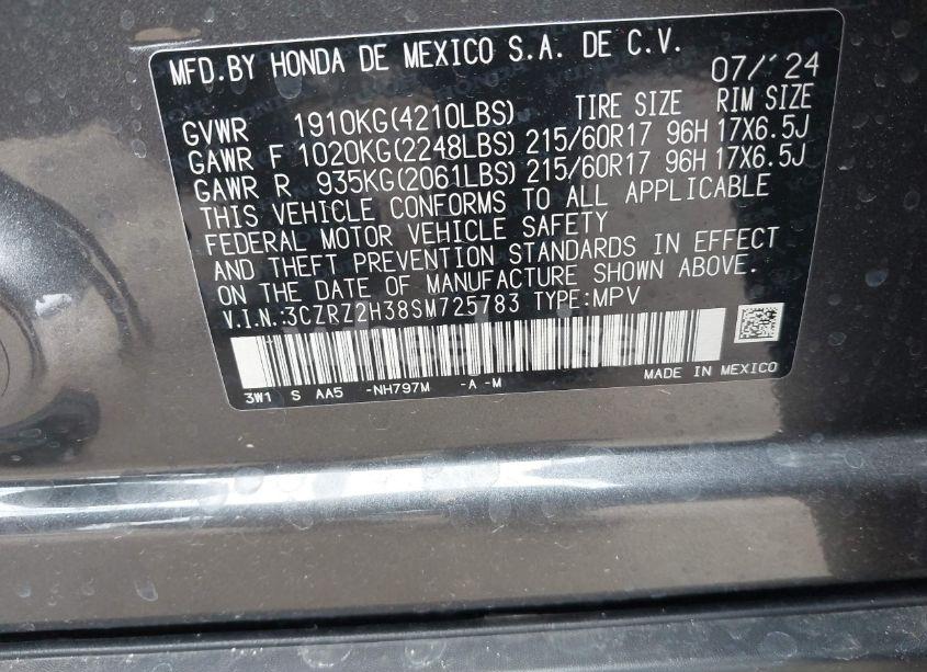 Photo 9 of 2025 Honda Hr-v AWD LX (VIN 3CZRZ2H38SM725783)