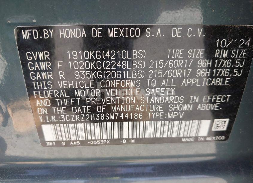 Photo 9 of 2025 Honda Hr-v AWD LX (VIN 3CZRZ2H38SM744186)