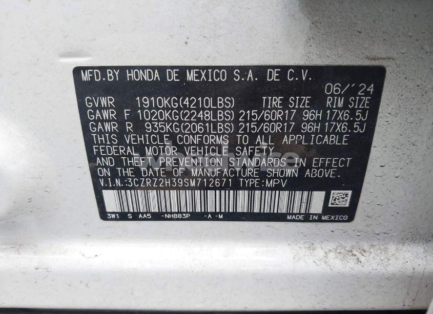 Photo 9 of 2025 Honda Hr-v AWD LX (VIN 3CZRZ2H39SM712671)