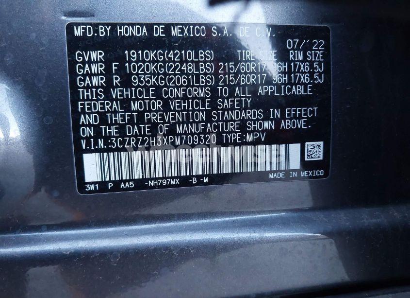 Photo 9 of 2023 Honda Hr-v AWD LX (VIN 3CZRZ2H3XPM709320)