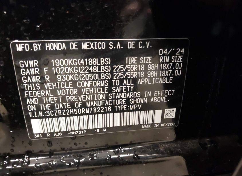 Photo 9 of 2024 Honda Hr-v AWD SPORT/AWD SPORT W/O BSI (VIN 3CZRZ2H50RM782216)