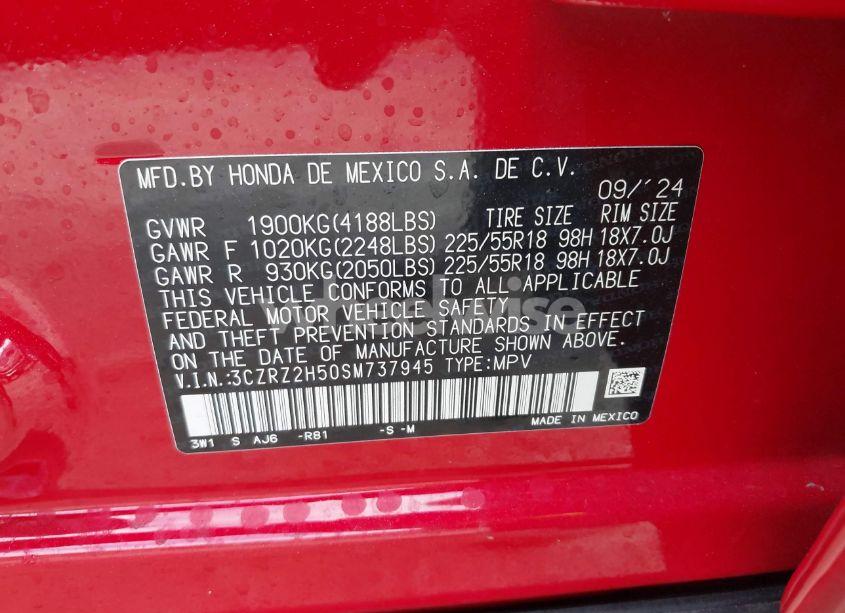 Photo 9 of 2025 Honda Hr-v AWD SPORT (VIN 3CZRZ2H50SM737945)