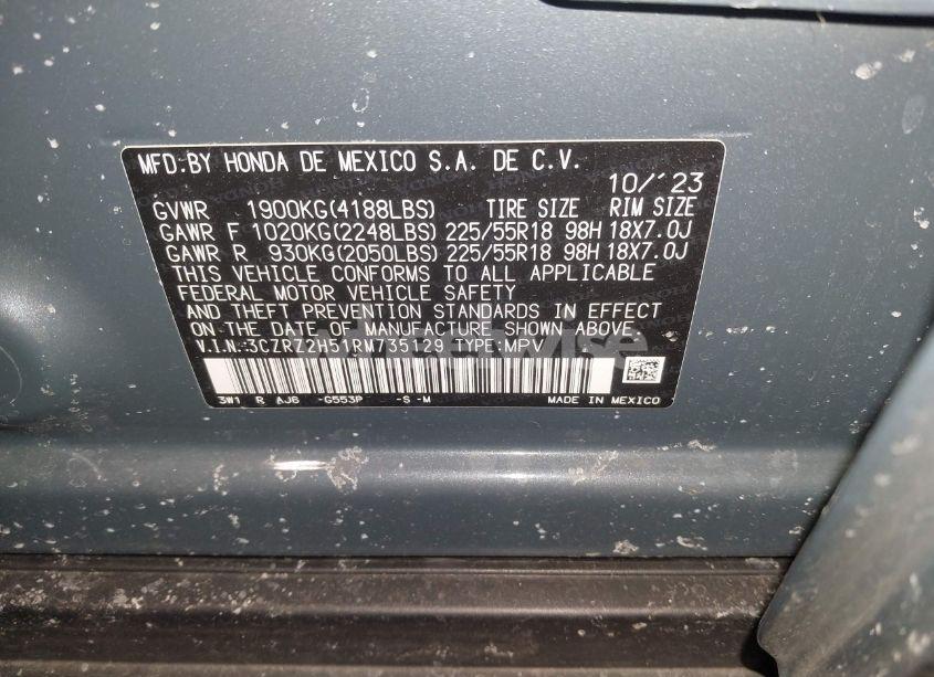 Photo 9 of 2024 Honda Hr-v AWD SPORT/AWD SPORT W/O BSI (VIN 3CZRZ2H51RM735129)