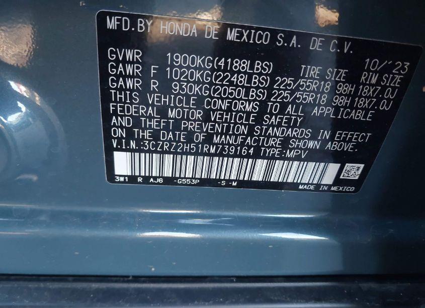 Photo 9 of 2024 Honda Hr-v AWD SPORT/AWD SPORT W/O BSI (VIN 3CZRZ2H51RM739164)