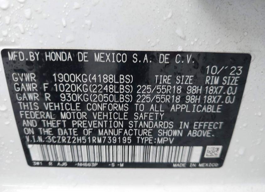 Photo 9 of 2024 Honda Hr-v AWD SPORT/AWD SPORT W/O BSI (VIN 3CZRZ2H51RM739195)