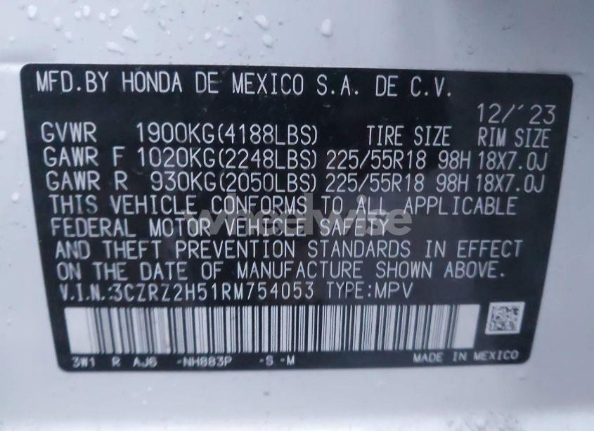 Photo 9 of 2024 Honda Hr-v (VIN 3CZRZ2H51RM754053)