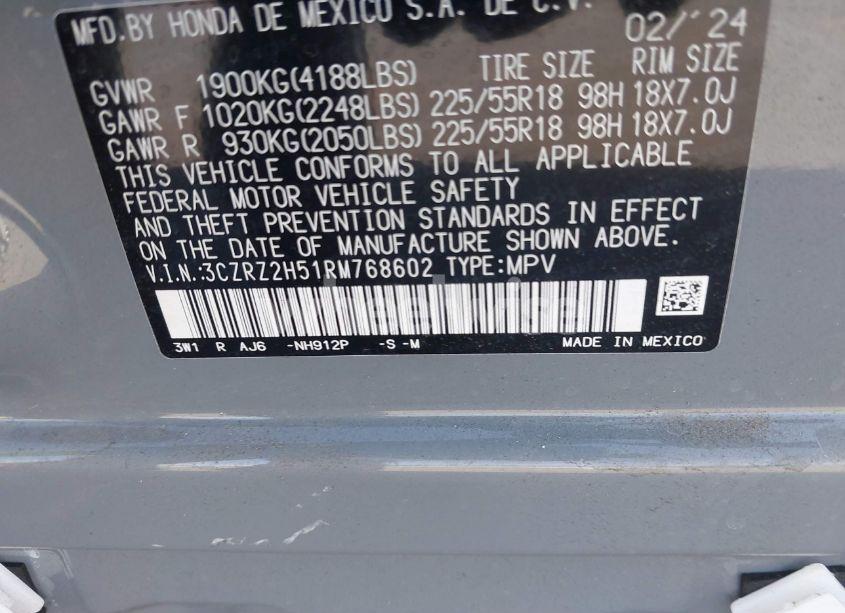 Photo 9 of 2024 Honda Hr-v (VIN 3CZRZ2H51RM768602)