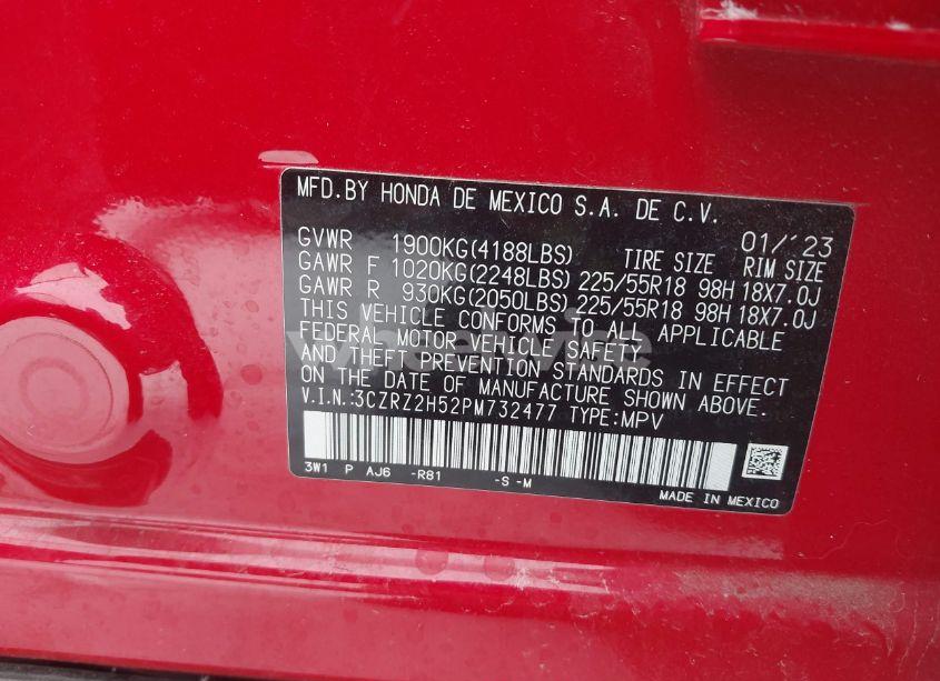 Photo 9 of 2023 Honda Hr-v AWD SPORT (VIN 3CZRZ2H52PM732477)